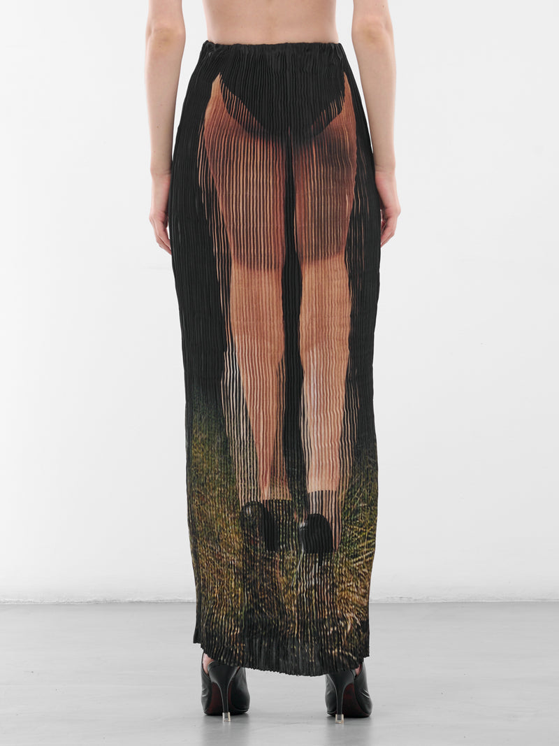 Trompe L'oeil Pleated Maxi Skirt (PFFW25SK01-HOUNDSTOOTH-FAIR)