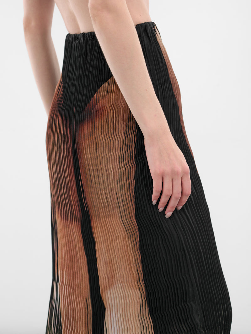 Trompe L'oeil Pleated Maxi Skirt (PFFW25SK01-HOUNDSTOOTH-FAIR)