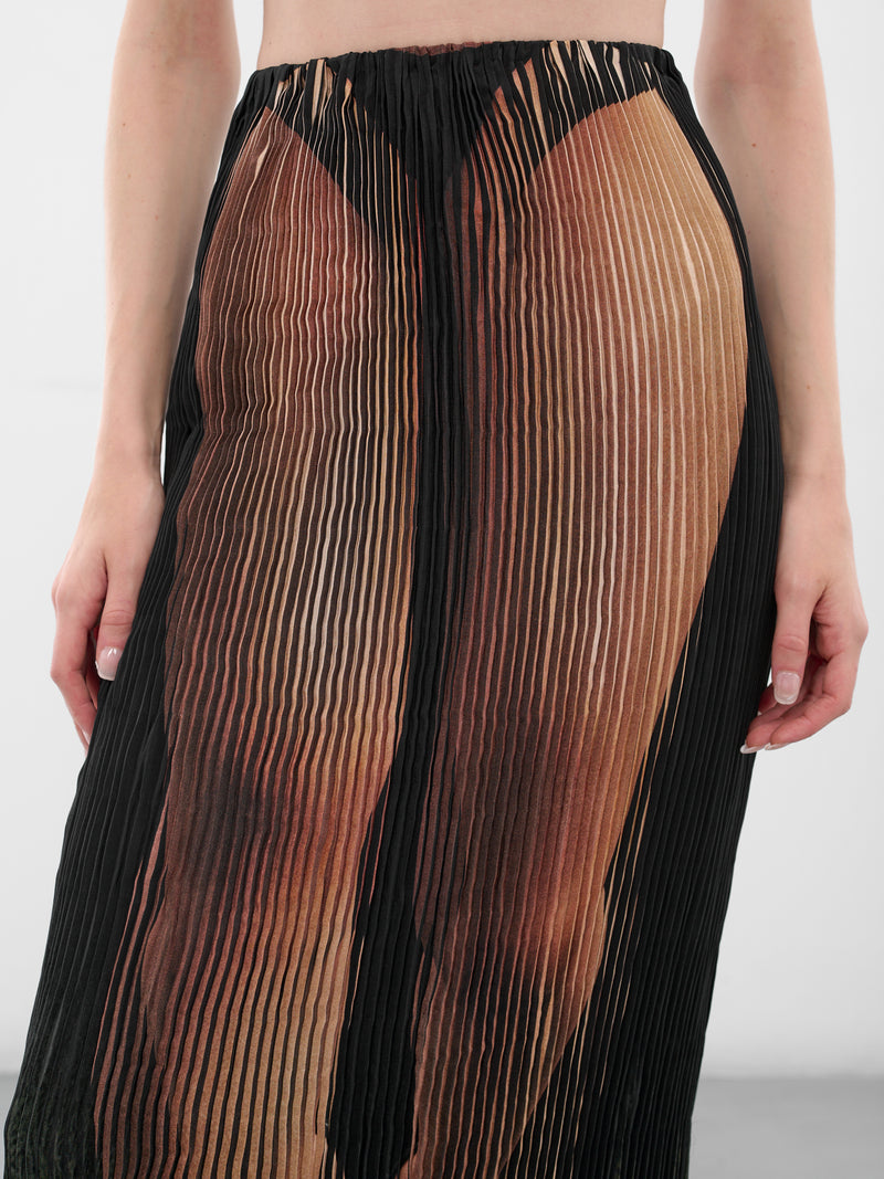 Trompe L'oeil Pleated Maxi Skirt (PFFW25SK01-HOUNDSTOOTH-FAIR)