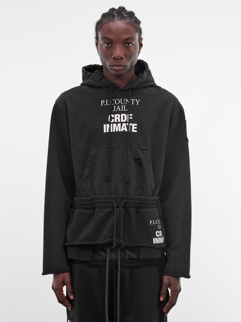 Black Deconstructed Hybrid Sweatpants Hoodie (PI26SSMH04-BLACK)