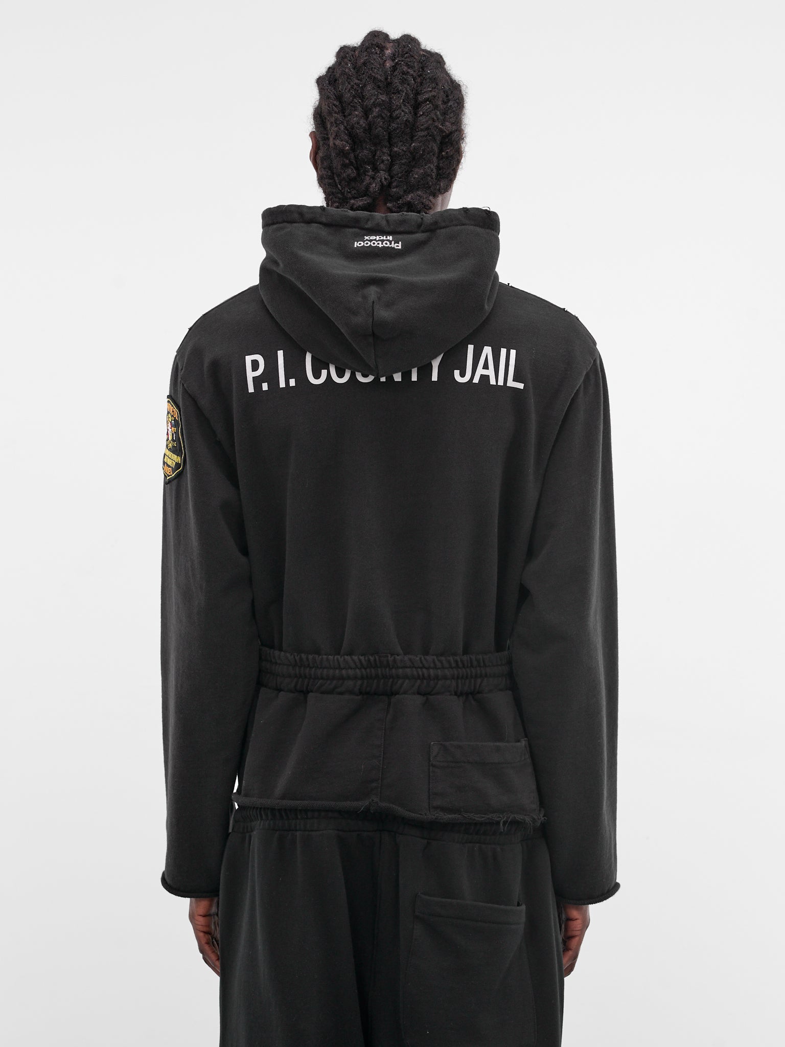 Black Deconstructed Hybrid Sweatpants Hoodie (PI26SSMH04-BLACK)
