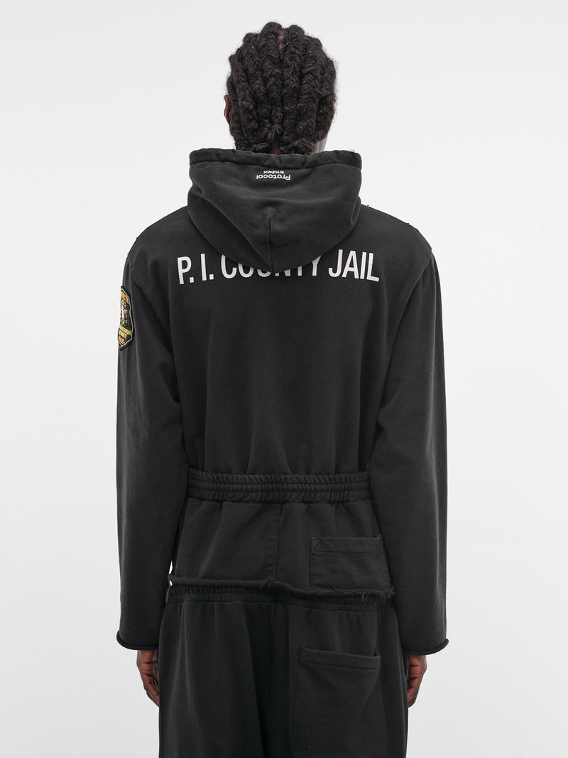 Black Deconstructed Hybrid Sweatpants Hoodie (PI26SSMH04-BLACK)