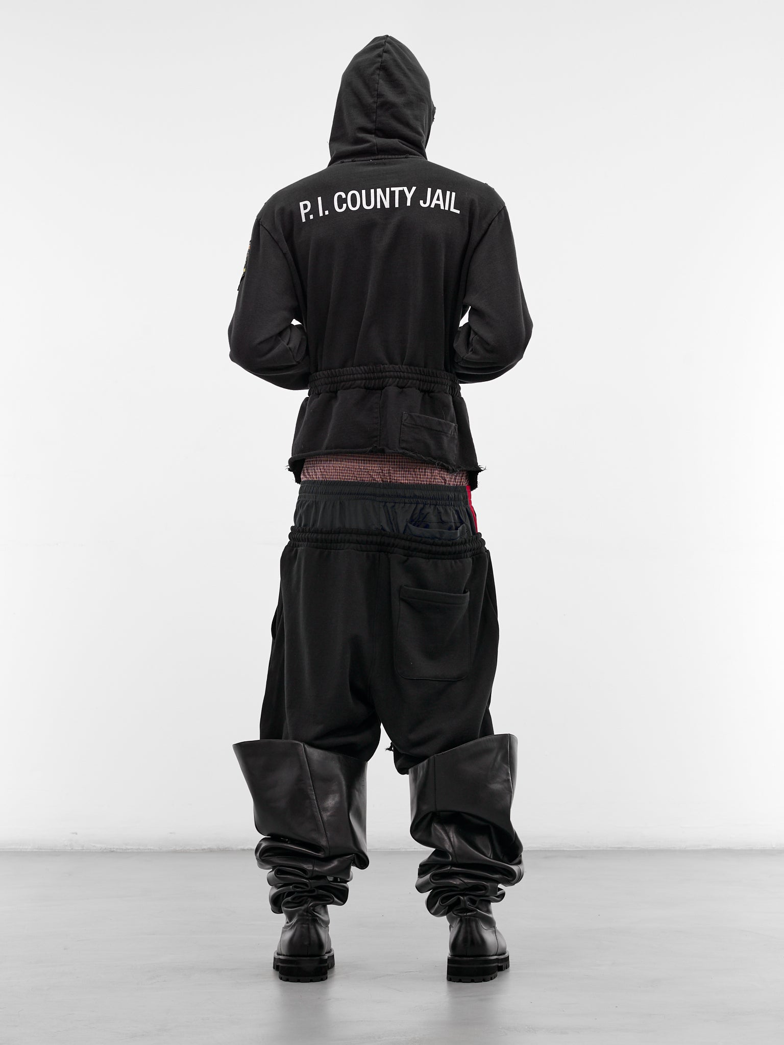 Black Deconstructed Hybrid Sweatpants Hoodie (PI26SSMH04-BLACK)