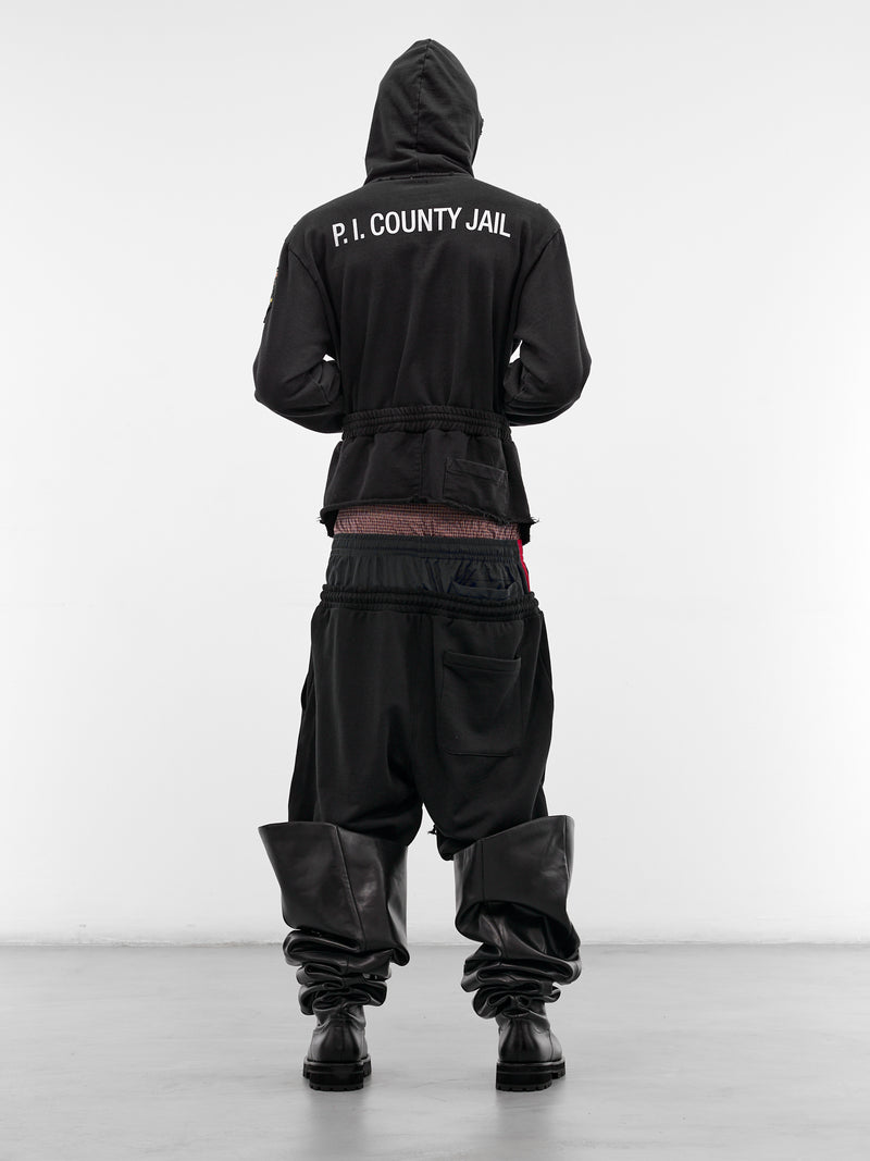 Black Deconstructed Hybrid Sweatpants Hoodie (PI26SSMH04-BLACK)
