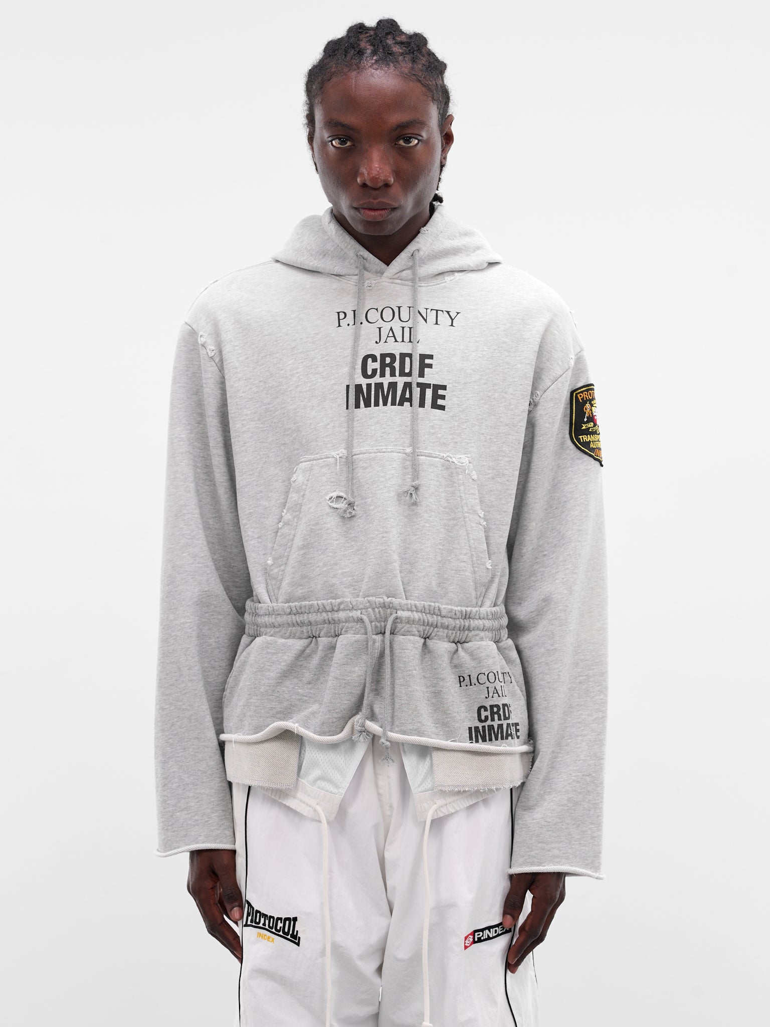 Gray Deconstructed Hybrid Sweatpants Hoodie (PI26SSMH04-MELANGE)