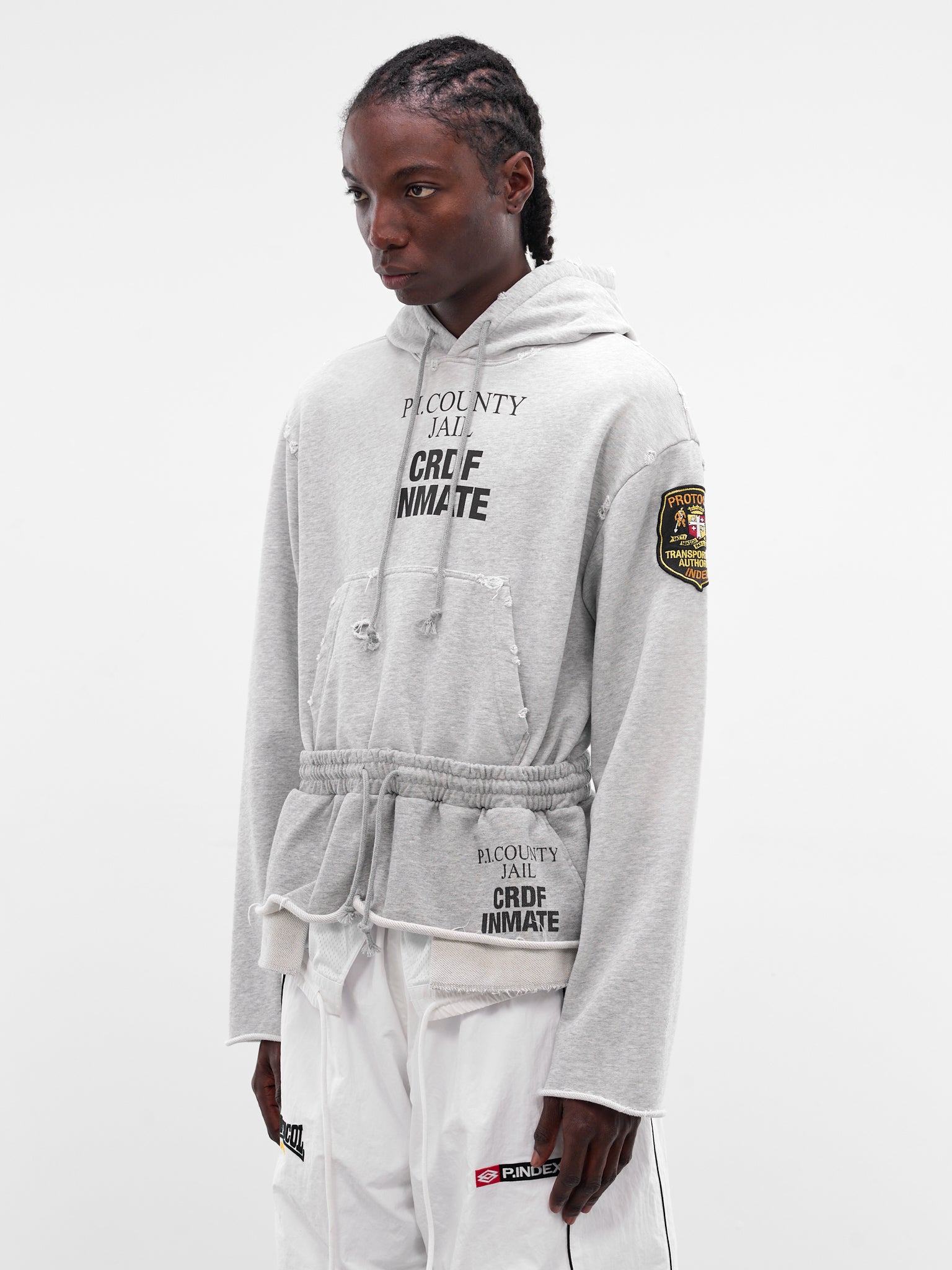 Gray Deconstructed Hybrid Sweatpants Hoodie (PI26SSMH04-MELANGE)