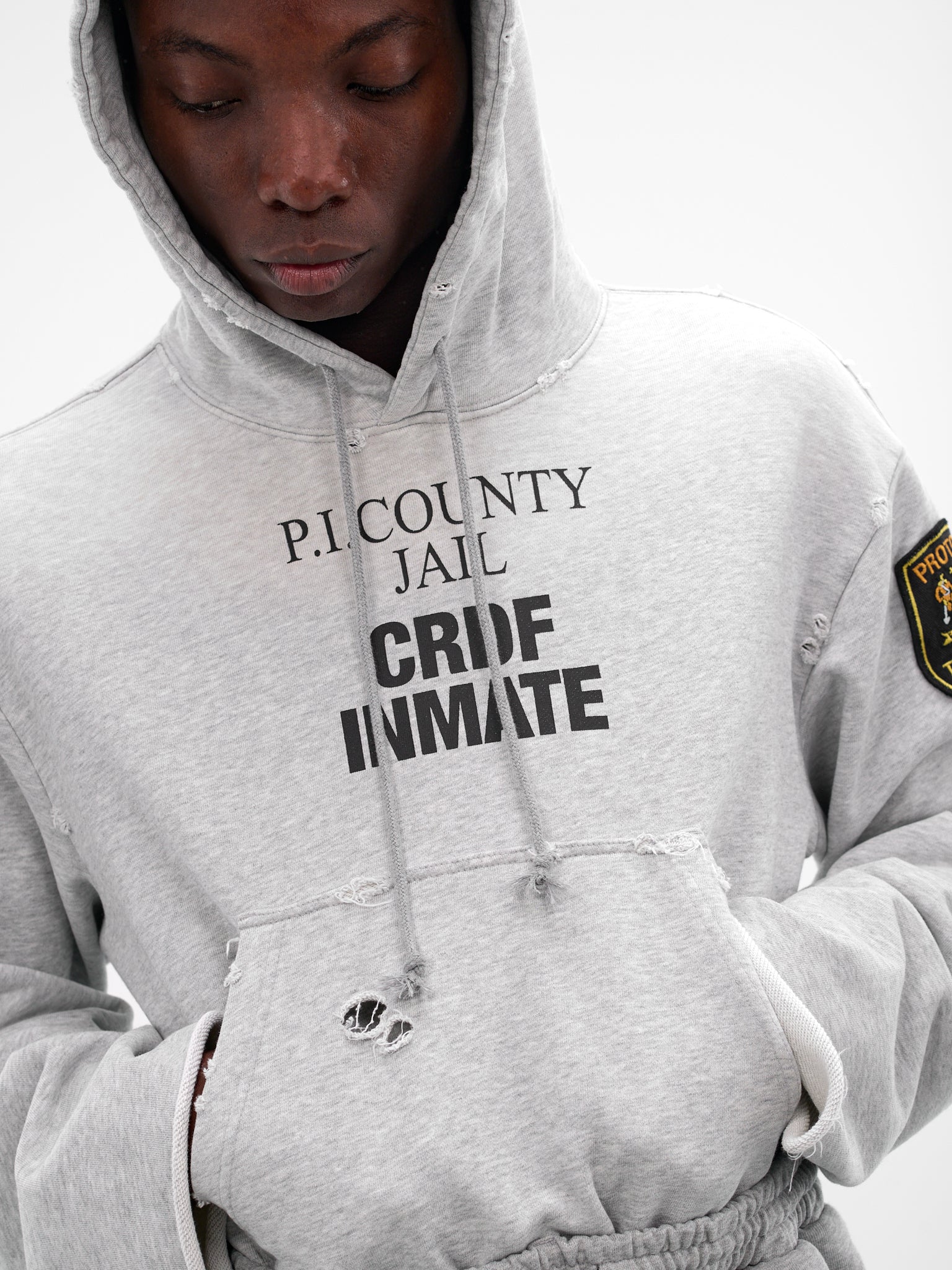 Gray Deconstructed Hybrid Sweatpants Hoodie (PI26SSMH04-MELANGE)