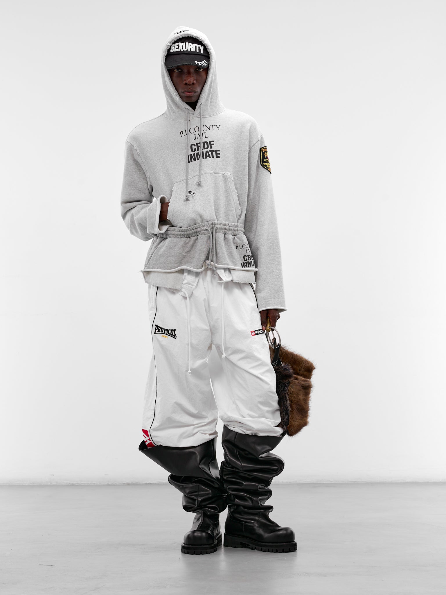 Gray Deconstructed Hybrid Sweatpants Hoodie (PI26SSMH04-MELANGE)