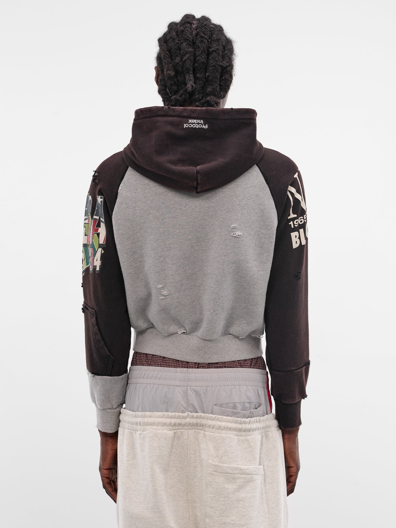 Cropped Slim Reconstructed Zip Hoodie (PI26SSMH06-BLACK)