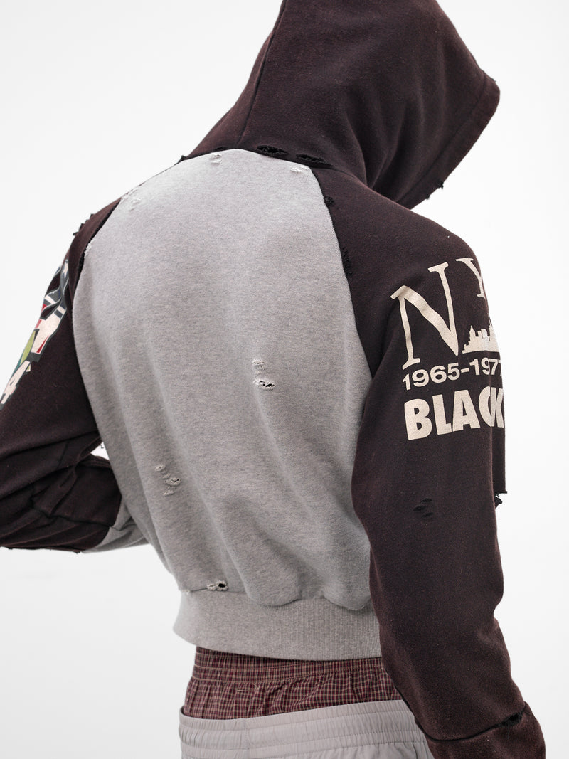 Cropped Slim Reconstructed Zip Hoodie (PI26SSMH06-BLACK)