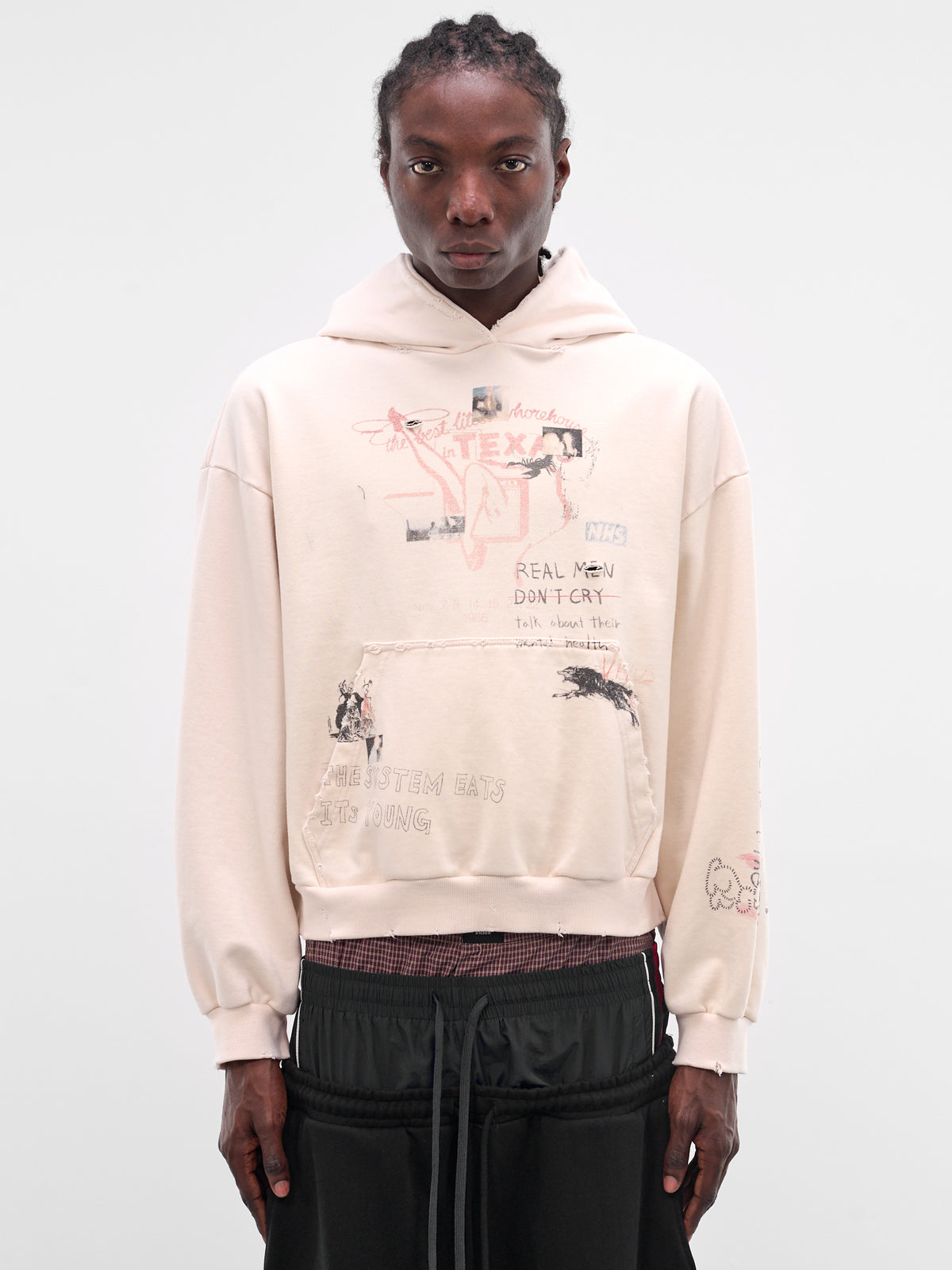 Ivory Hand-Drawn Cropped Hoodie (PI26SSMH07-IVORY)
