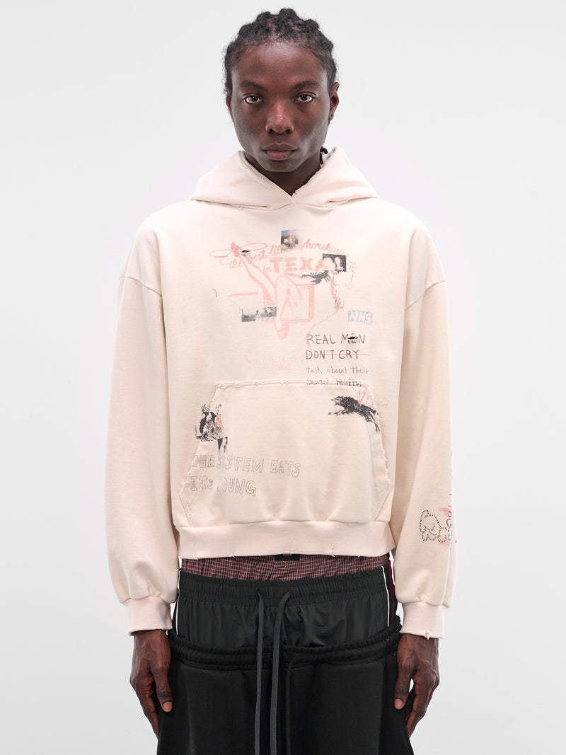 Ivory Hand-Drawn Cropped Hoodie (PI26SSMH07-IVORY)
