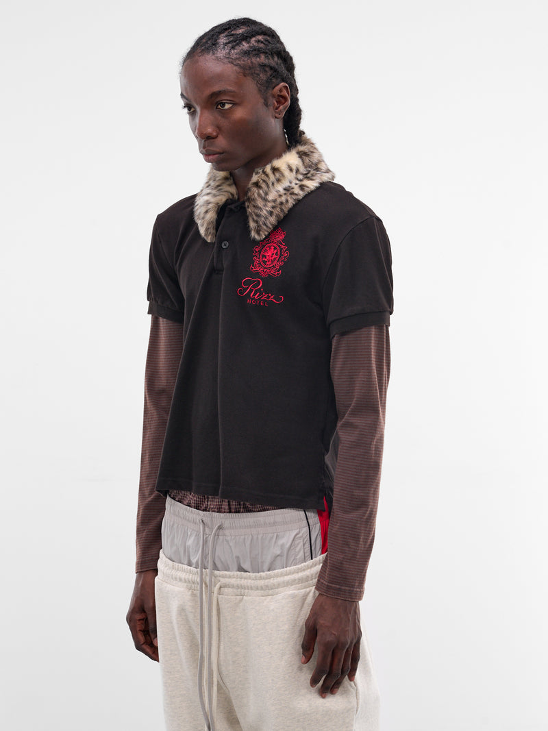 Black Layered Fur Collar Polo (PI26SSMT01-BLACK)