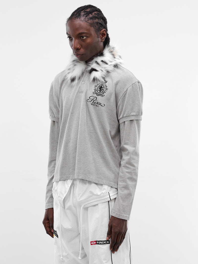 Gray Layered Fur Collar Polo (PI26SSMT01-GREY)