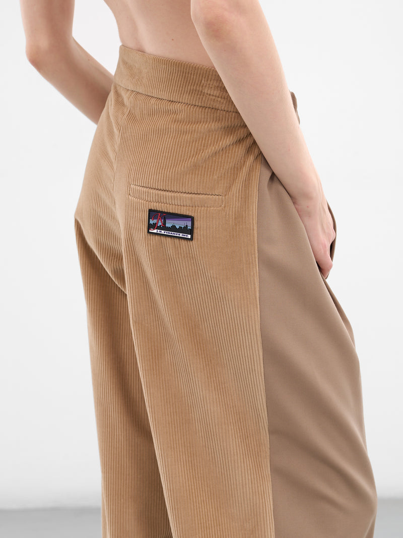 Pifty Beige Corduroy Paneled Trousers (PIFTY-BEIGE)