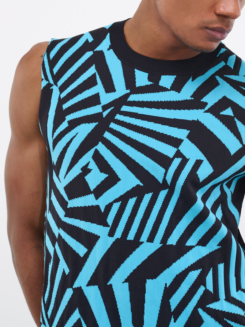 Geometric Long Tank (PK-N014-051-BLUE)