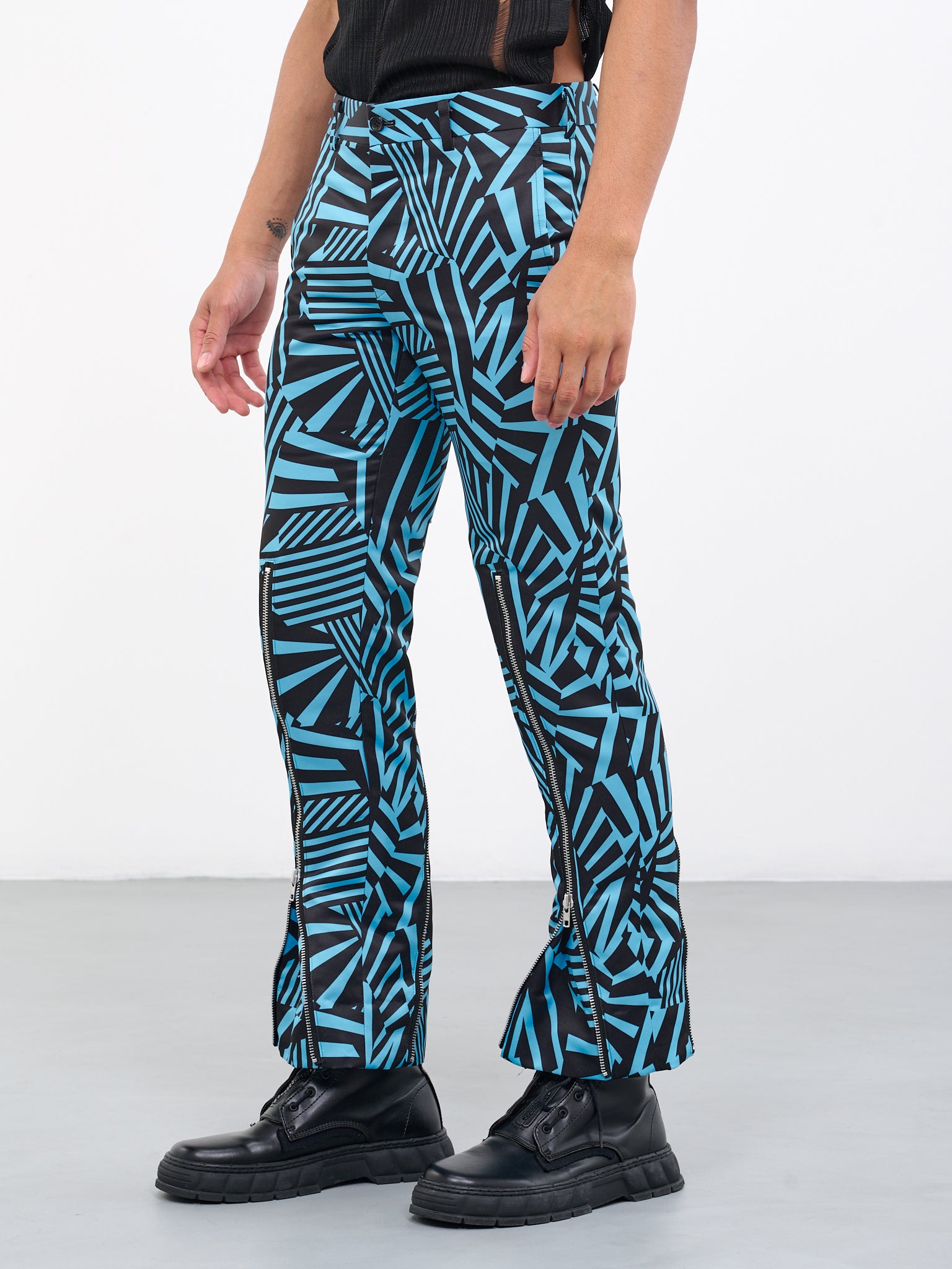 Geometric Zip Trousers (PK-P053-051-BLUE-BLACK)