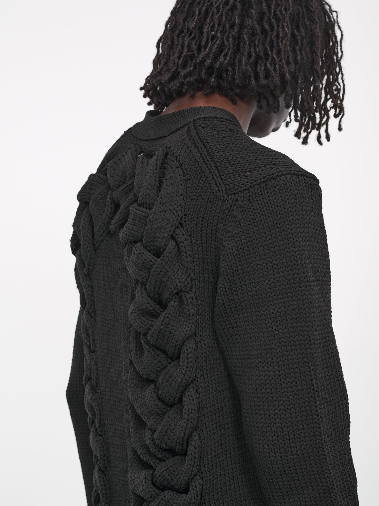 Braided Knit Cardigan (PL-N008-051-BLACK)