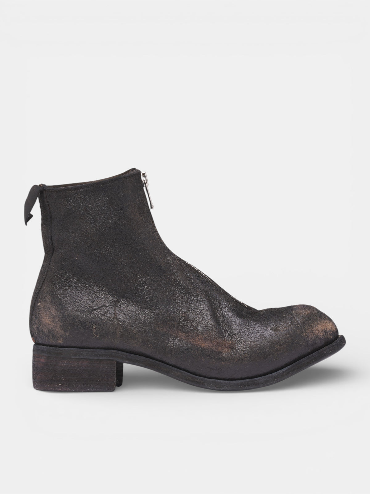 Distressed Horse Front Zip Boots (PL1-RU-BLKT-BLACK)