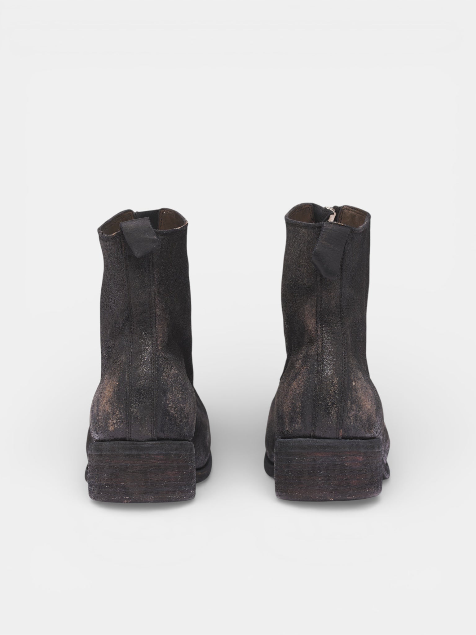 Distressed Horse Front Zip Boots (PL1-RU-BLKT-BLACK)