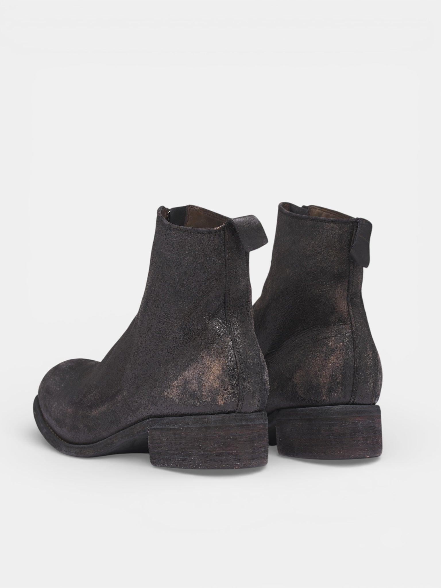 Distressed Horse Front Zip Boots (PL1-RU-BLKT-BLACK)