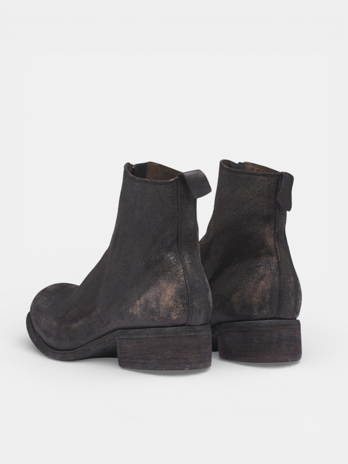 Distressed Horse Front Zip Boots (PL1-RU-BLKT-BLACK)
