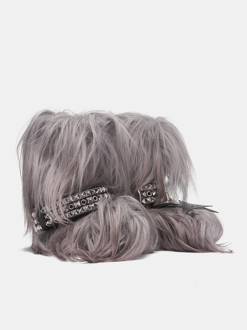Grey Goat Fur Play Boots (PLAY-BOOTS-PEROXIDE)