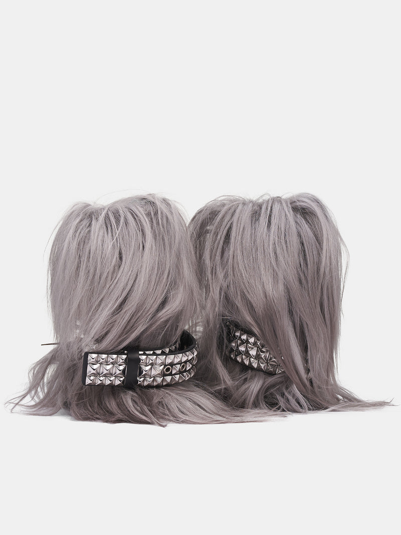 Grey Goat Fur Play Boots (PLAY-BOOTS-PEROXIDE)