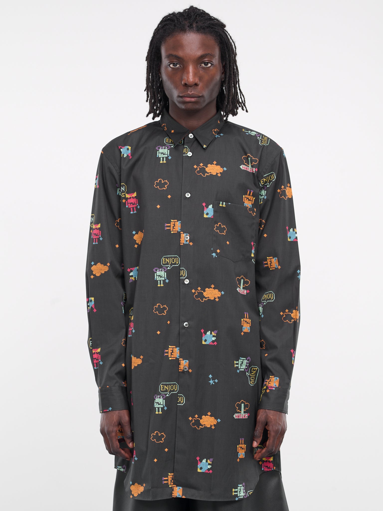 Graphic Button Up Shirt PM B013 051 BLACK MULTI