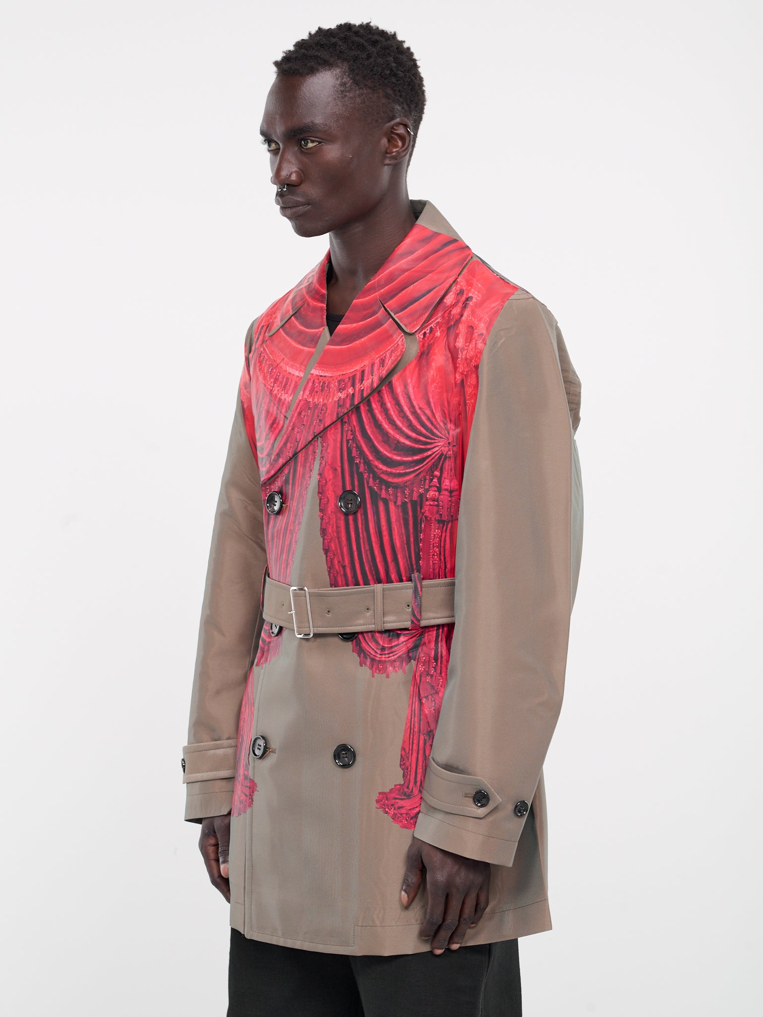 Printed Double-Breasted Coat (PM-C001-051-BROWN)