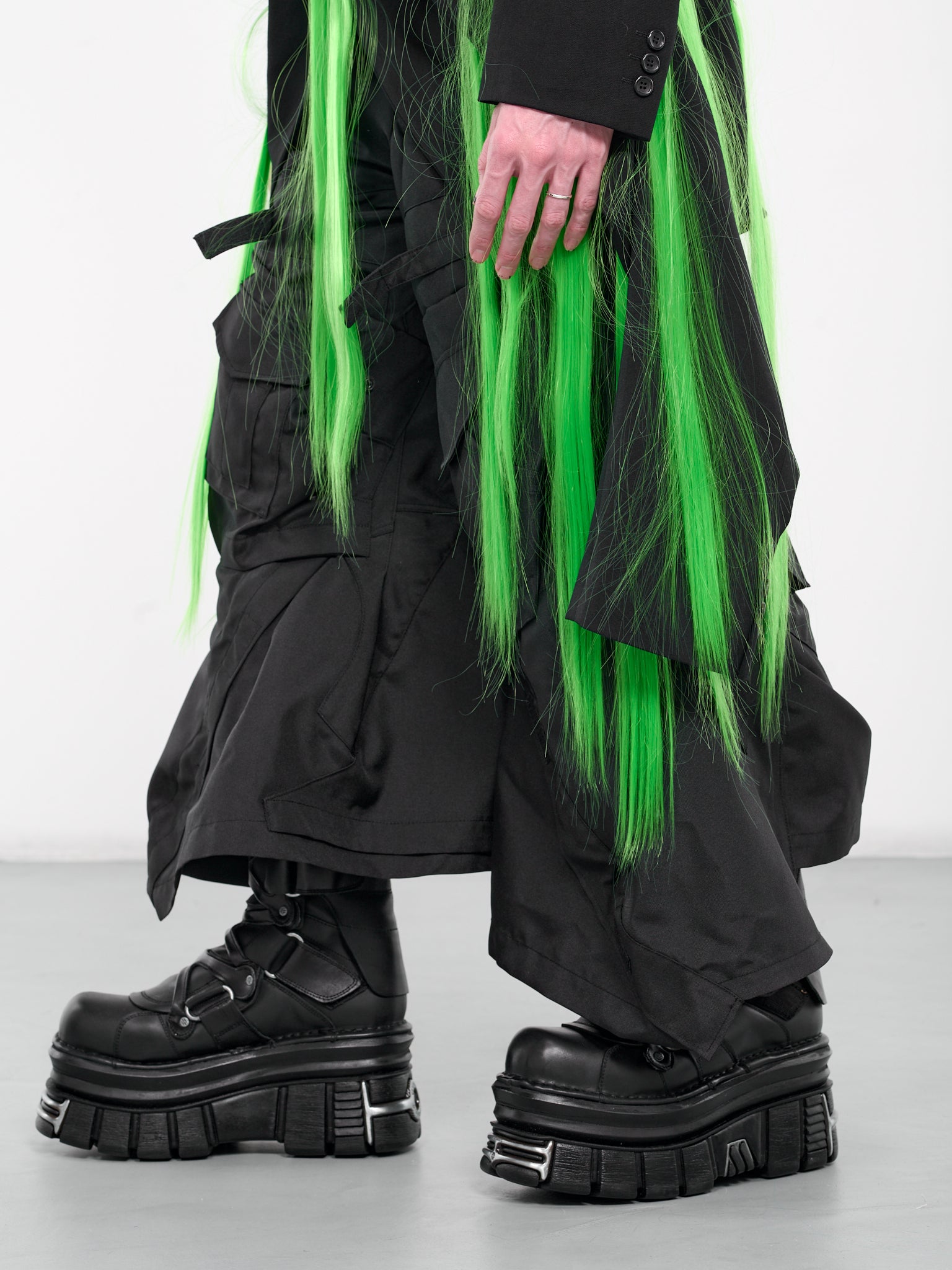 Green Wig Trim Blazer (PM-J008-051-BLACK-GREEN)