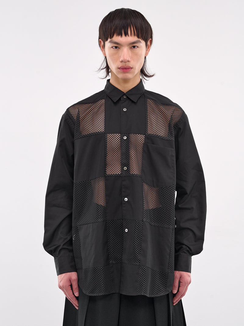 Mesh Square Panel Shirt (PO-B001-BLACK)