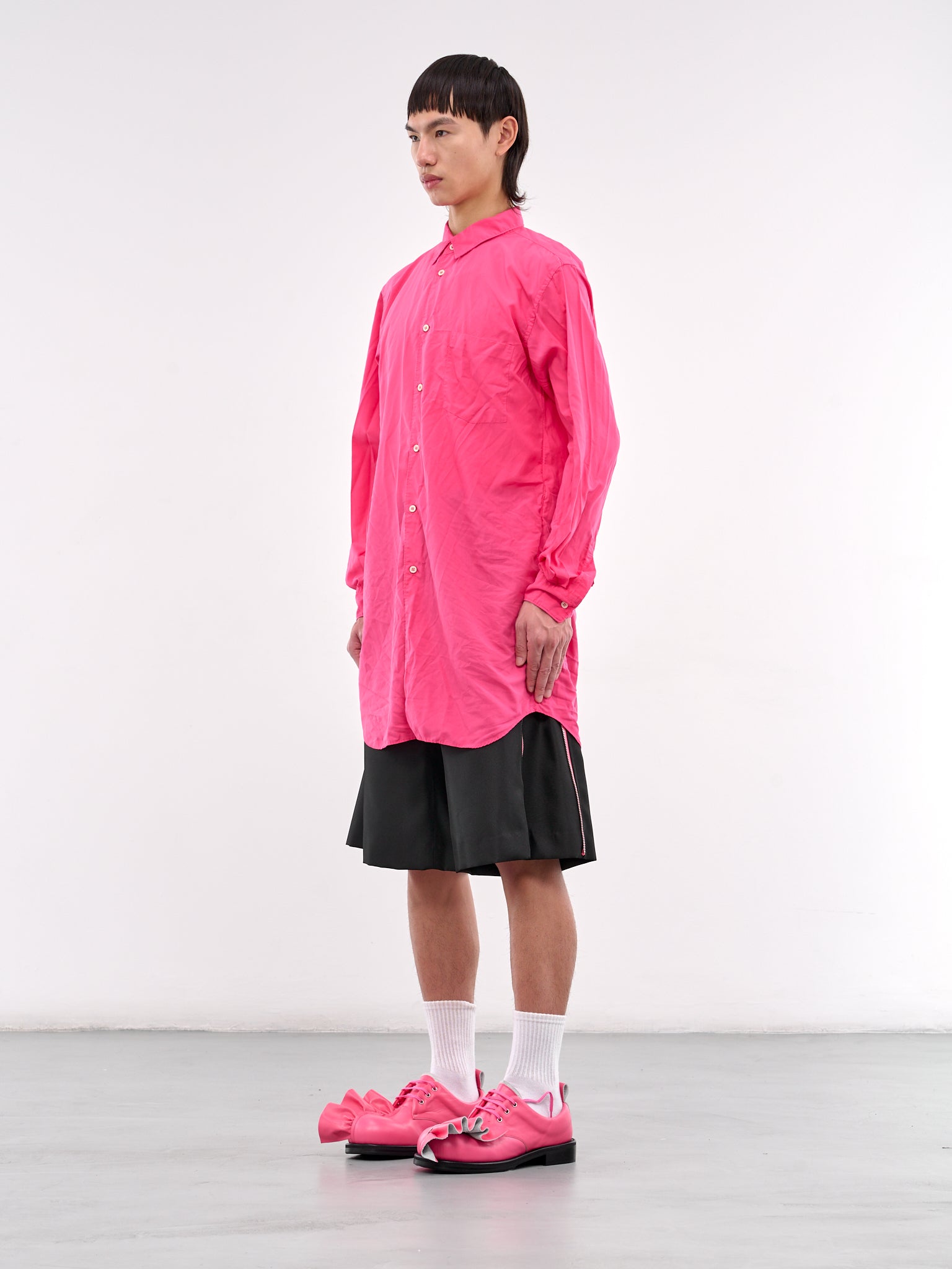Longline Button-Up Shirt (PO-B006-PINK)
