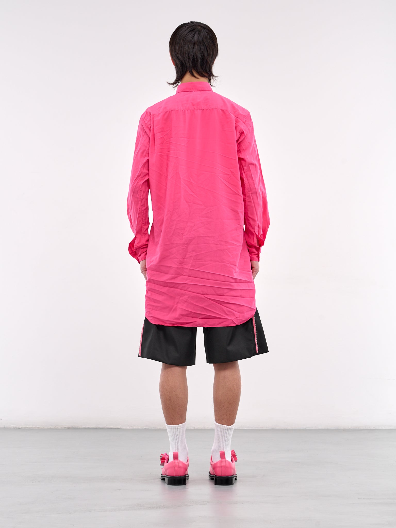Longline Button-Up Shirt (PO-B006-PINK)