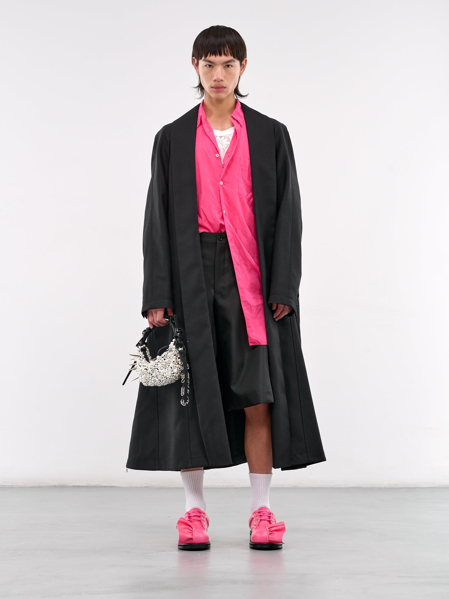 Longline Button-Up Shirt (PO-B006-PINK)