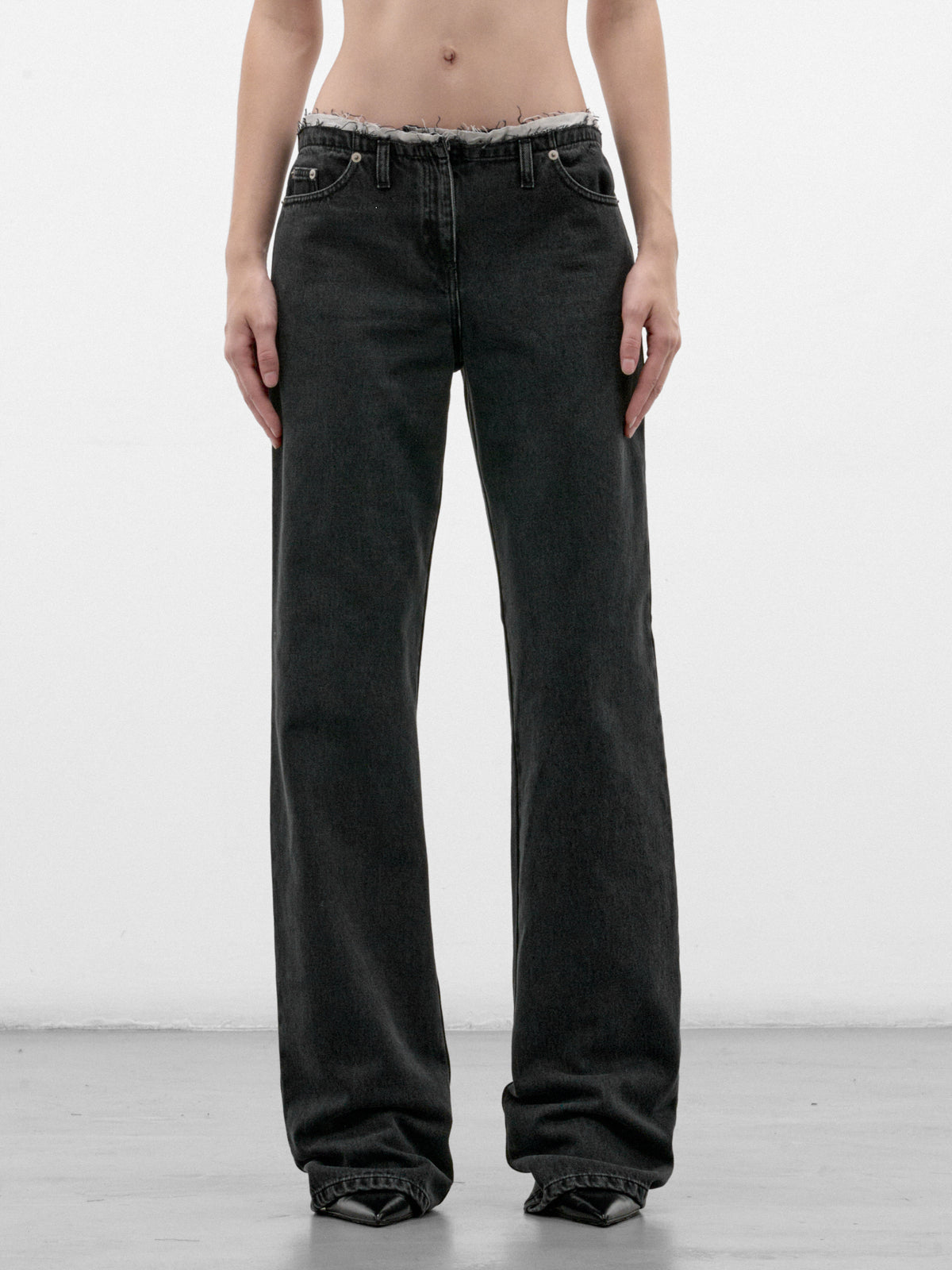 Black Denim Wide Leg Jeans (PO-DENIM-BLACK)