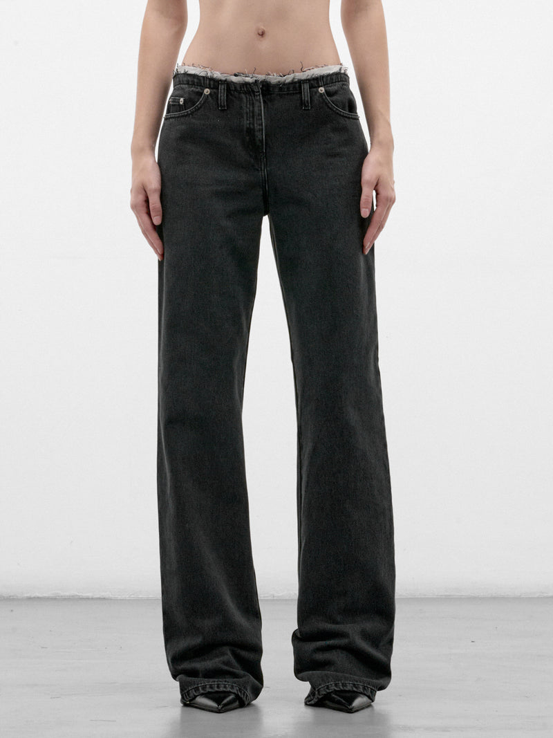 Black Denim Wide Leg Jeans (PO-DENIM-BLACK)