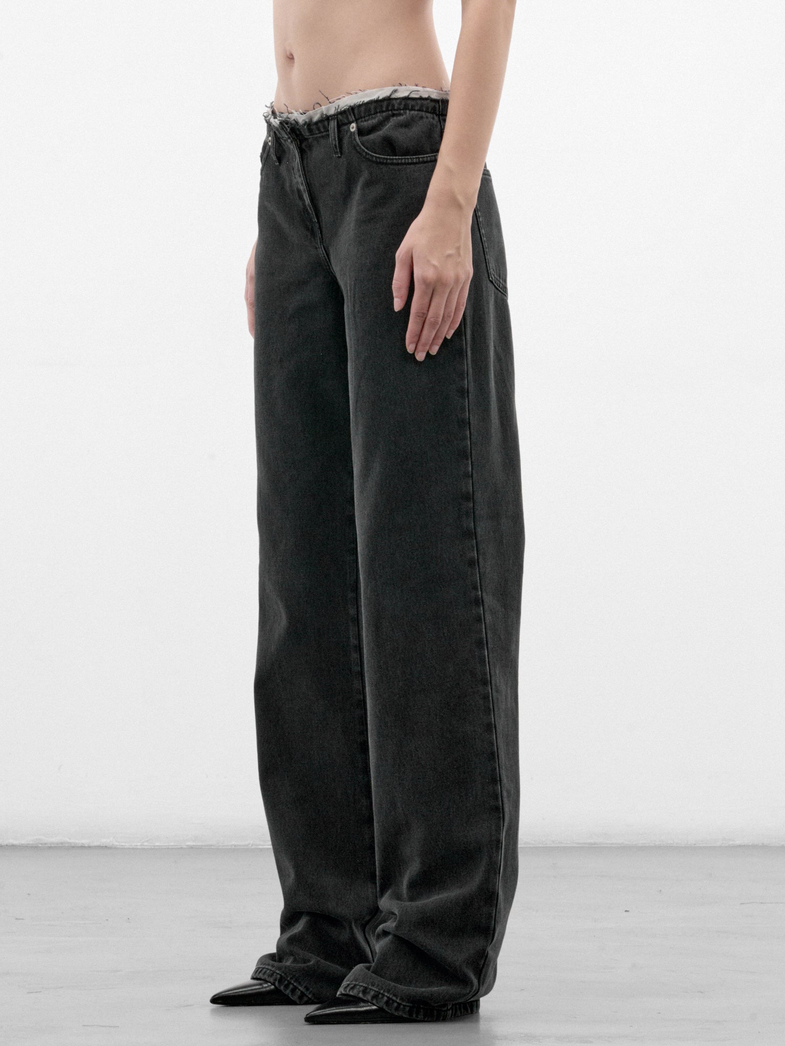 Black Denim Wide Leg Jeans (PO-DENIM-BLACK)