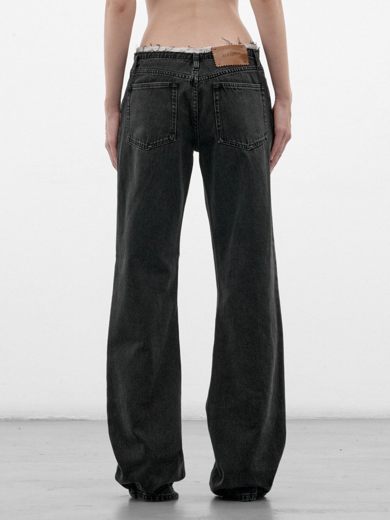 Black Denim Wide Leg Jeans (PO-DENIM-BLACK)