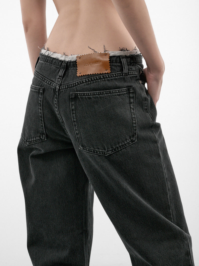 Black Denim Wide Leg Jeans (PO-DENIM-BLACK)