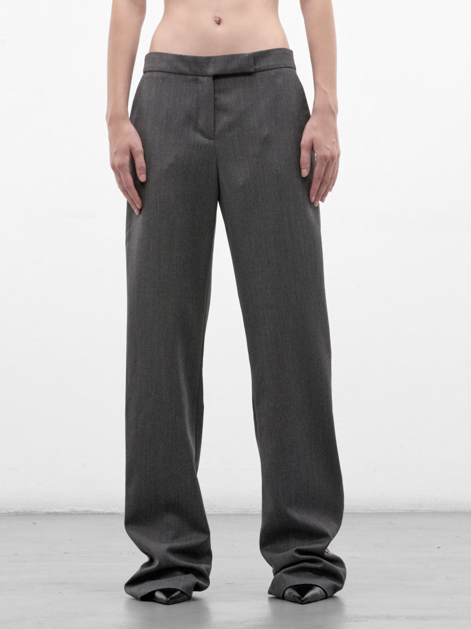 Gray Poly-Wool Wide Trousers (PO-FW26-2006-GREY)