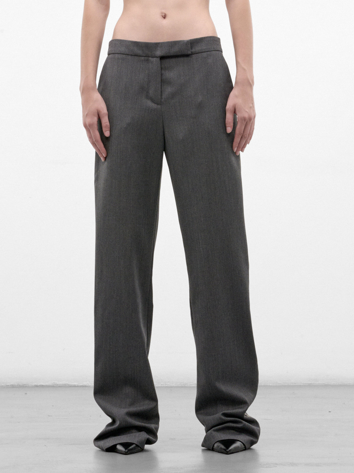 Gray Poly-Wool Wide Trousers (PO-FW26-2006-GREY)