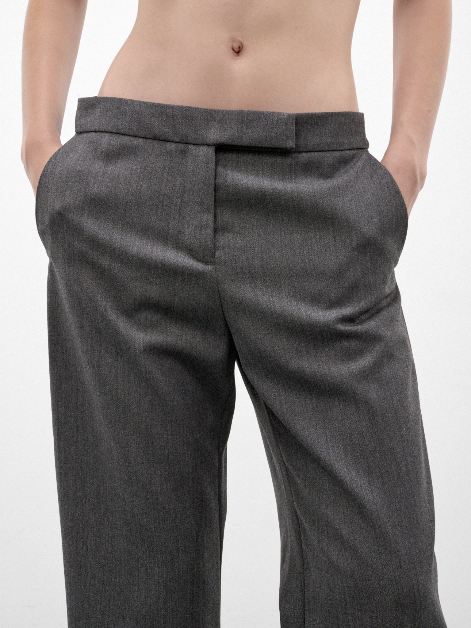 Gray Poly-Wool Wide Trousers (PO-FW26-2006-GREY)