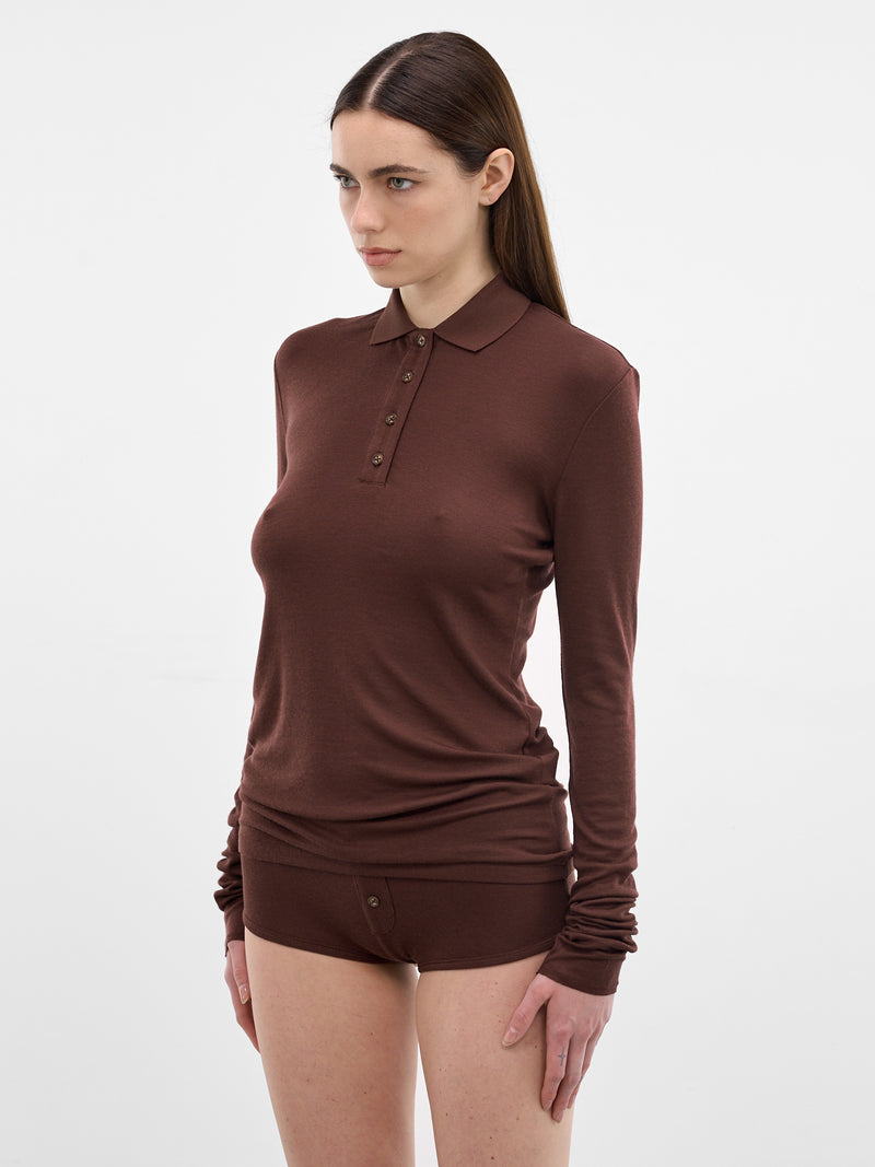 Long Sleeve Tencel-Wool Polo (PO01241-SADDLEWOOD)