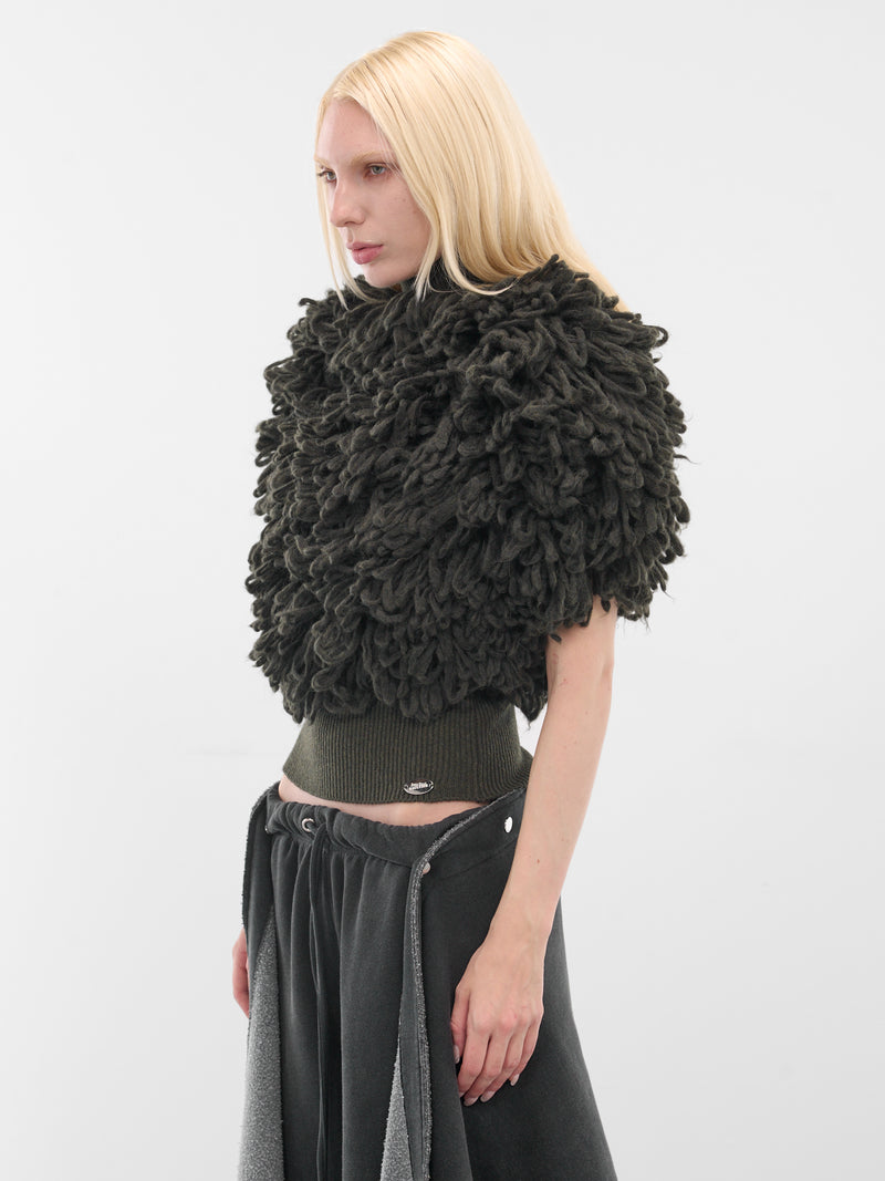 Black Sleeveless Loose-Stitch Sweater (PO023-K009-38-DARK-KHAKI)