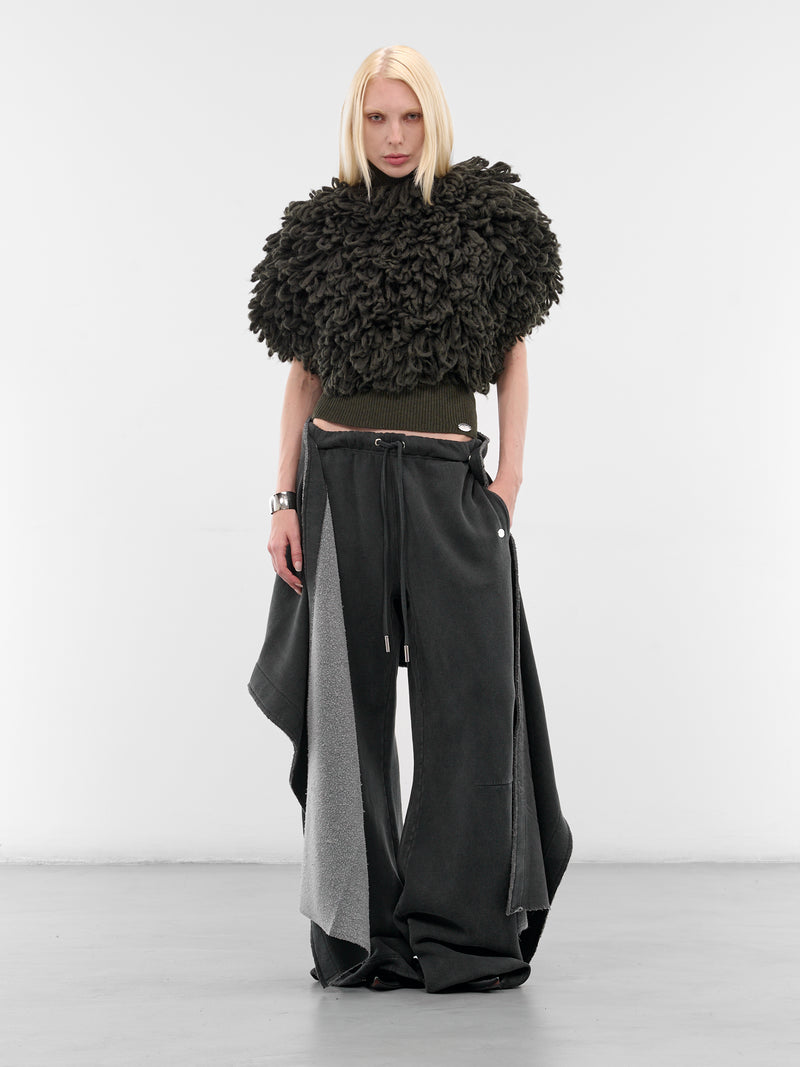 Black Sleeveless Loose-Stitch Sweater (PO023-K009-38-DARK-KHAKI)