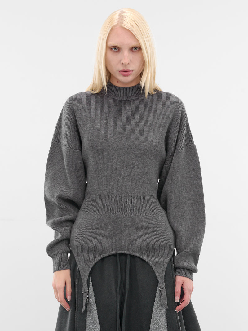 Gray Wool Garter Sweater (PO032-K016-07-MIDDLE-GREY)