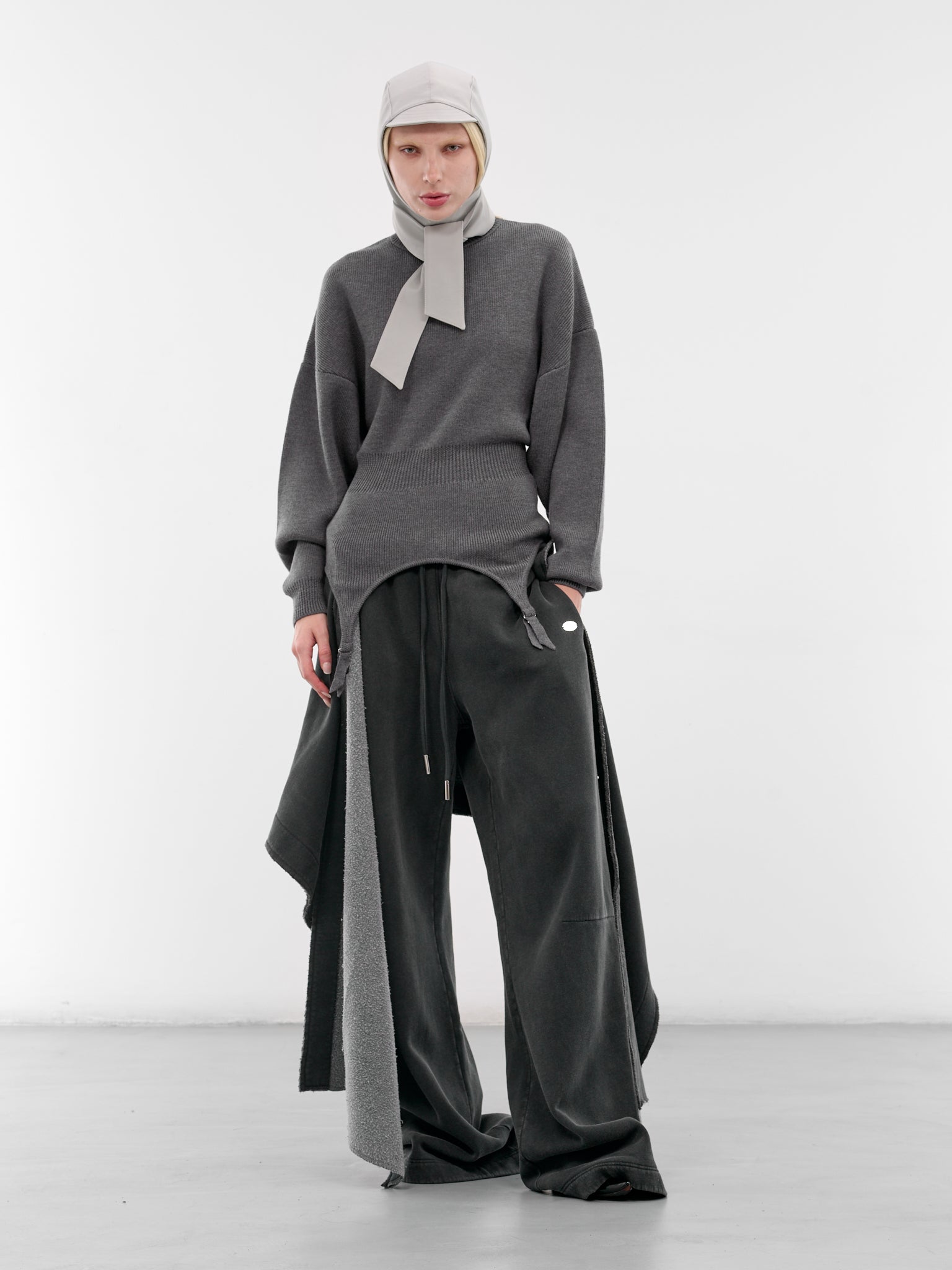 Gray Wool Garter Sweater (PO032-K016-07-MIDDLE-GREY)