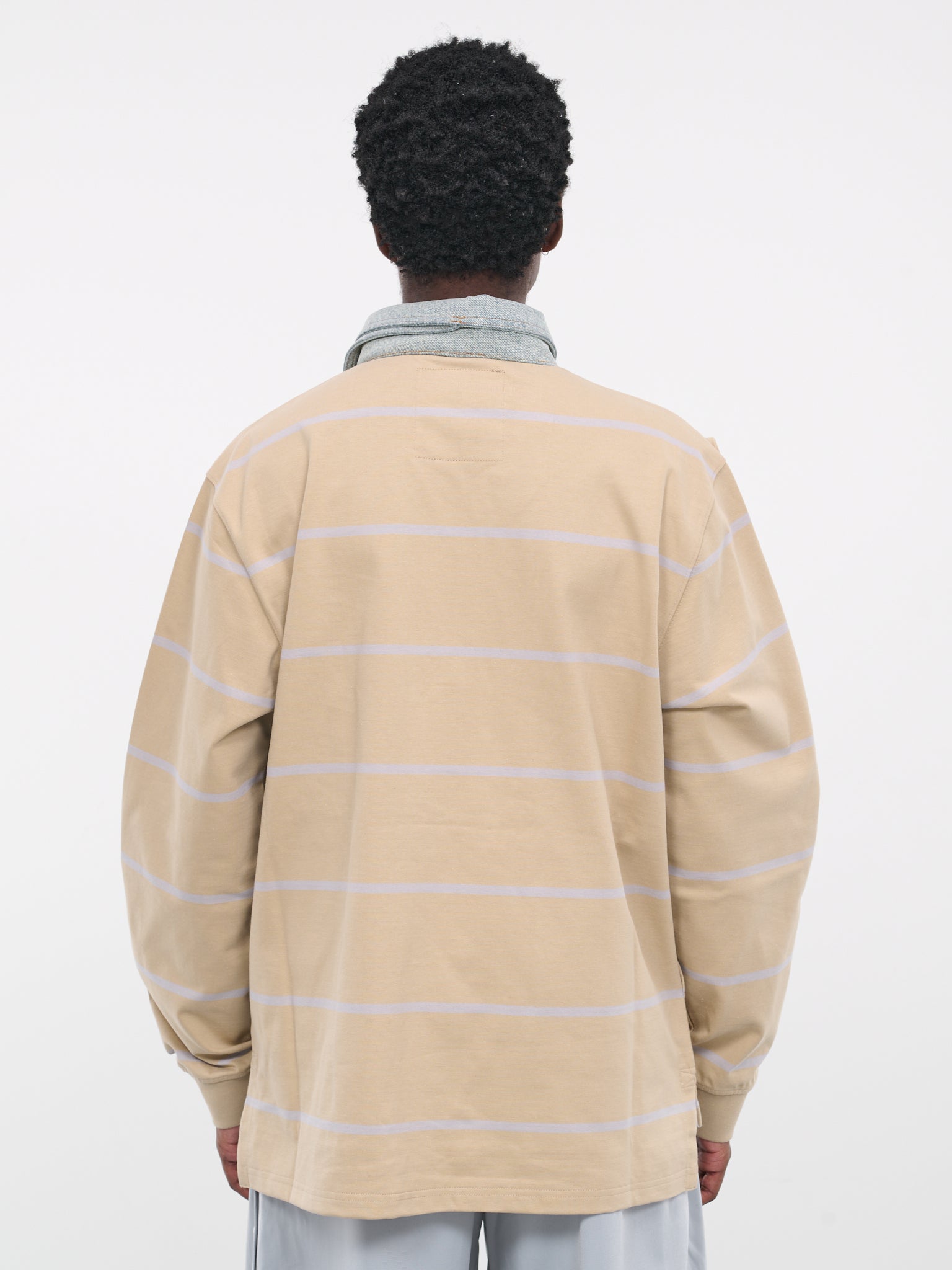 Double Collar Rugby Polo (PO29-S25-J109-BEIGE-SAND-BLUE)