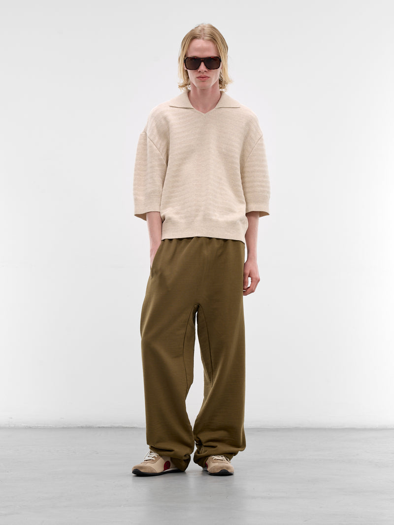 Khaki Cotton Logo Straight Sweatpants (PAM00555AJ00255-DARK-KHAKI)